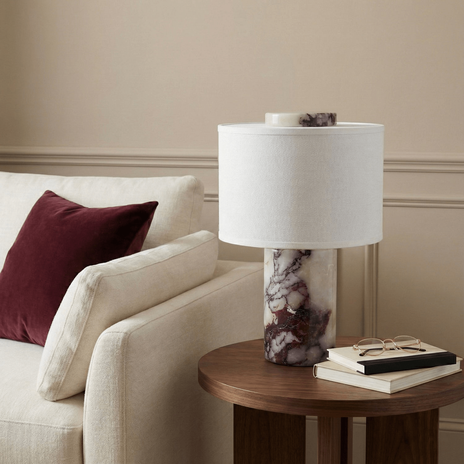 Eros Lumivor Elegant Marble Febric Table Lamp-Neutral Decor