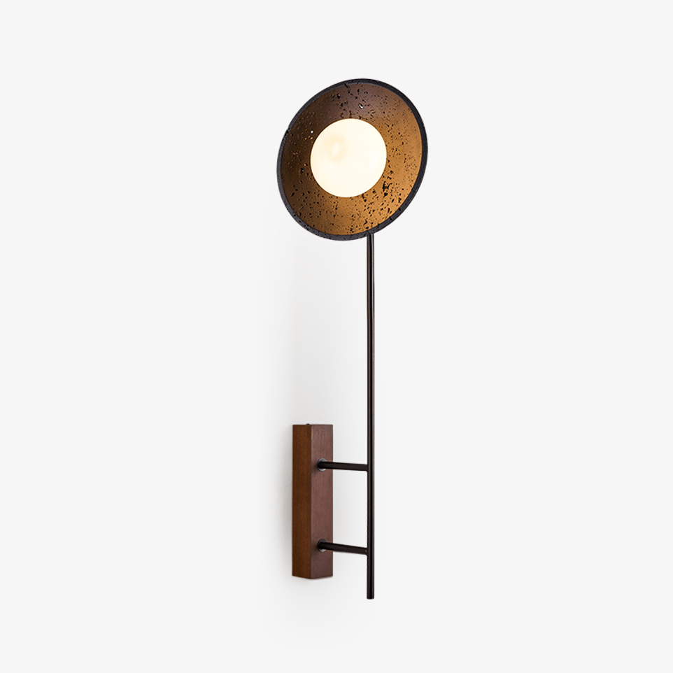 Fawn Sunflower Modern Black Travertine Wall Lamp-Neutral Decor
