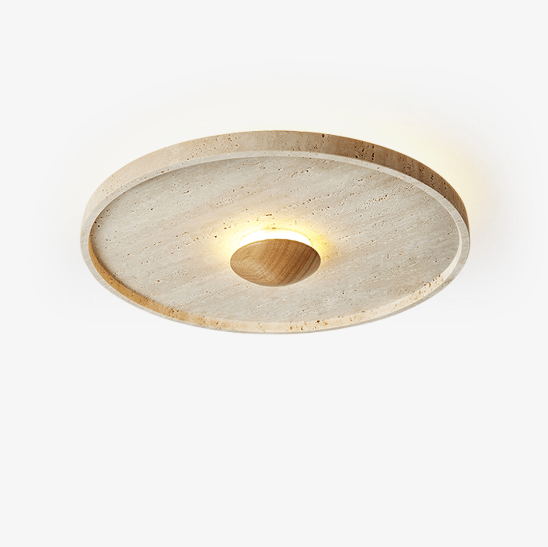 Gino Yellow Travertine Halo Ceiling Lamp-Neutral Decor