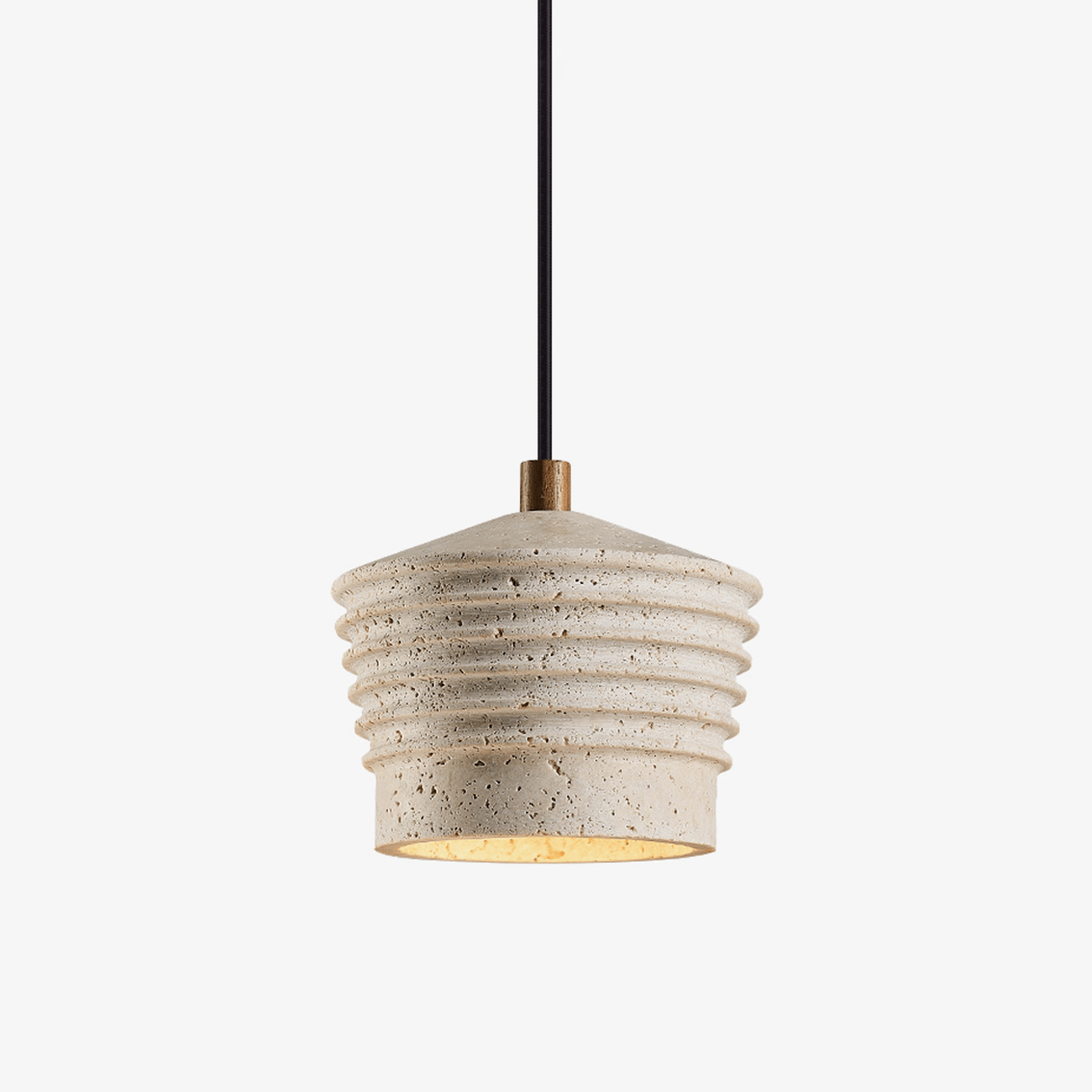 Hana Maison Ribbed Natural Yellow Travertine Pendant Lamp-Neutral Decor