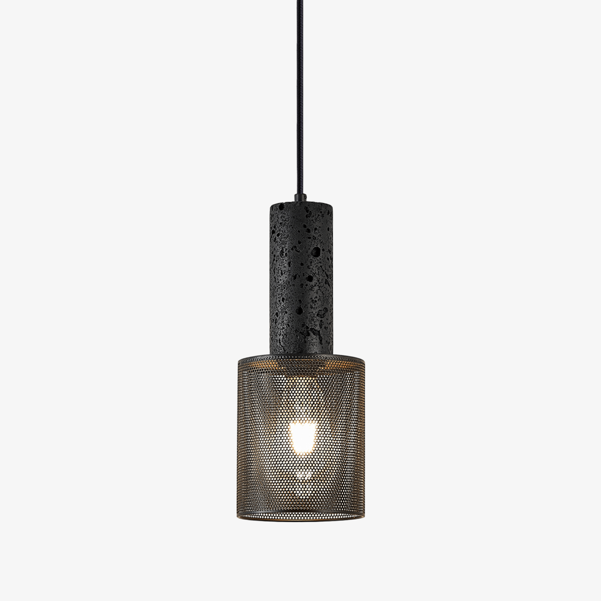 Mona Black Travertine Metal Mesh Pendant Lamp-Neutral Decor