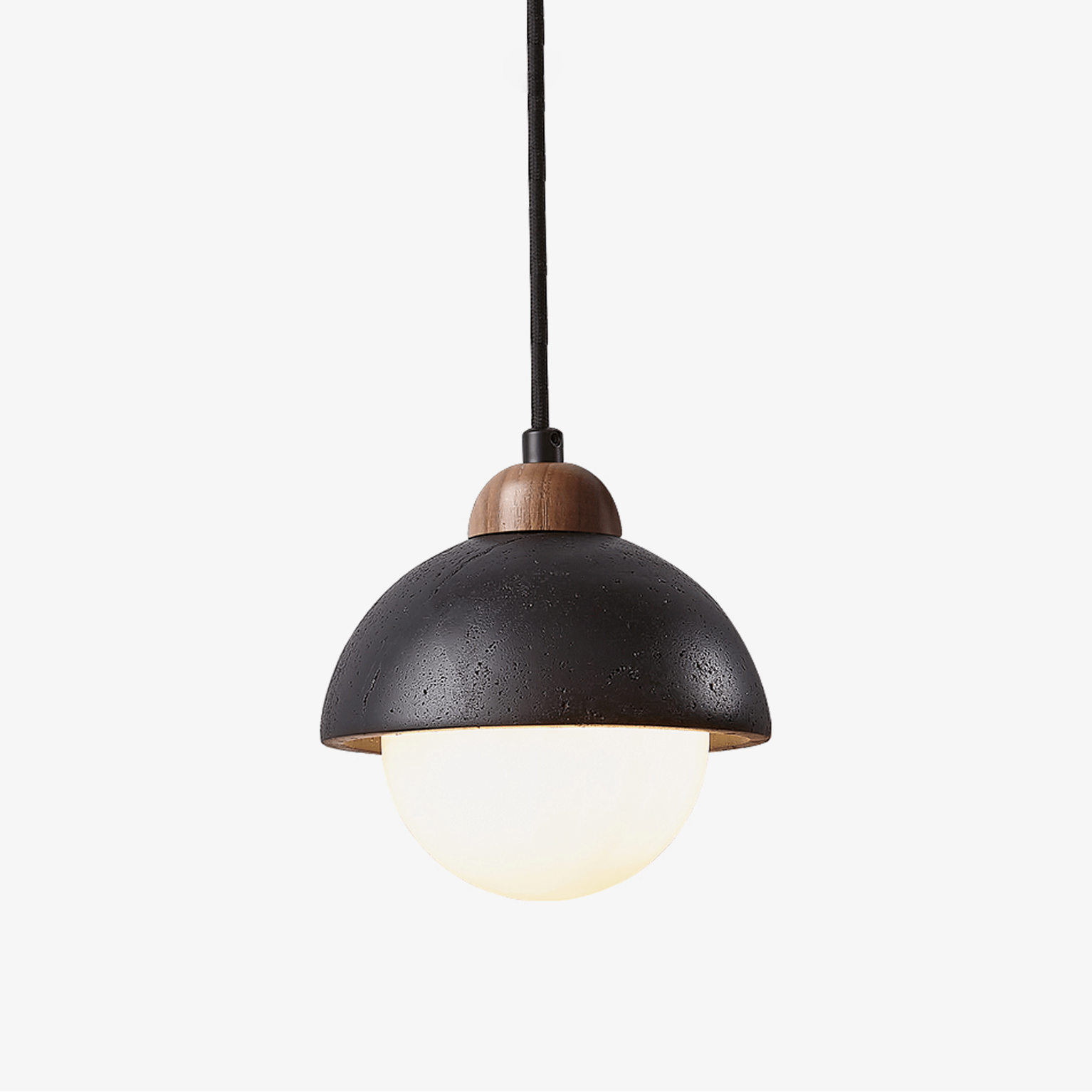 Sena Simple Domewood Black Travertine Pendant Lamp-Neutral Decor