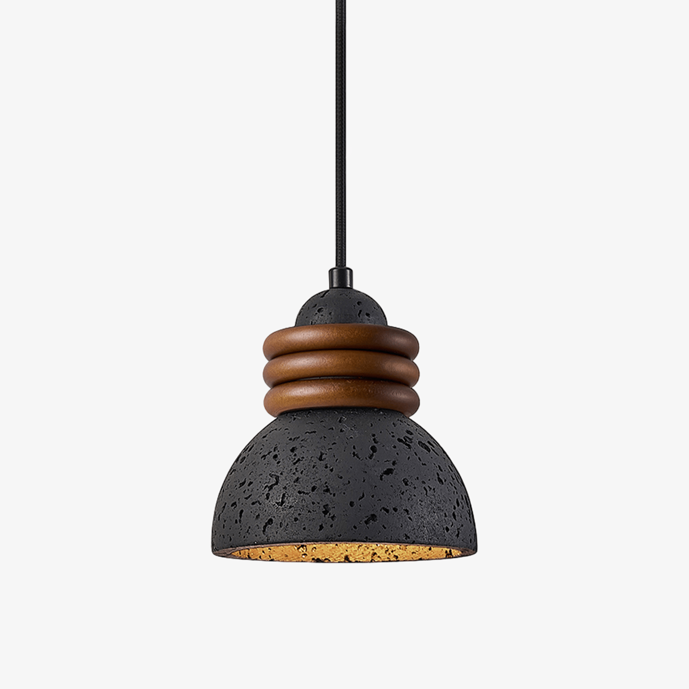 Riso Ring Black Travertine Pendant Lamp-Neutral Decor