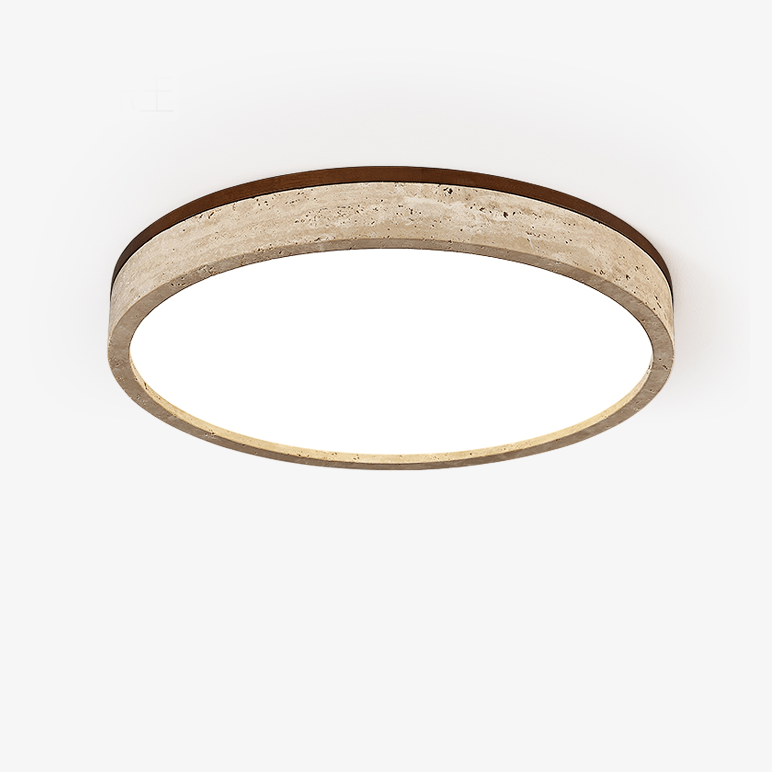 Xoan Glowly Travertine Halo Round Ceiling Lamp-Neutral Decor