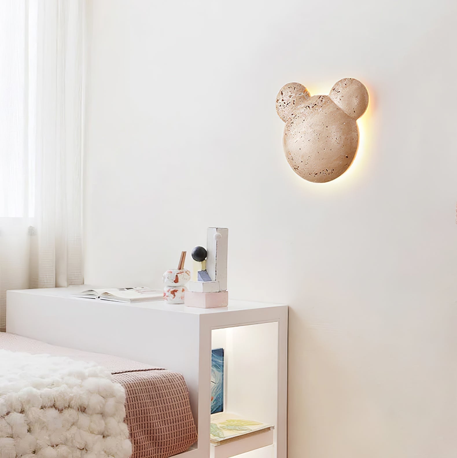 Tavi Yellow Travertine Bearstone Wall Lamp-Neutral Decor