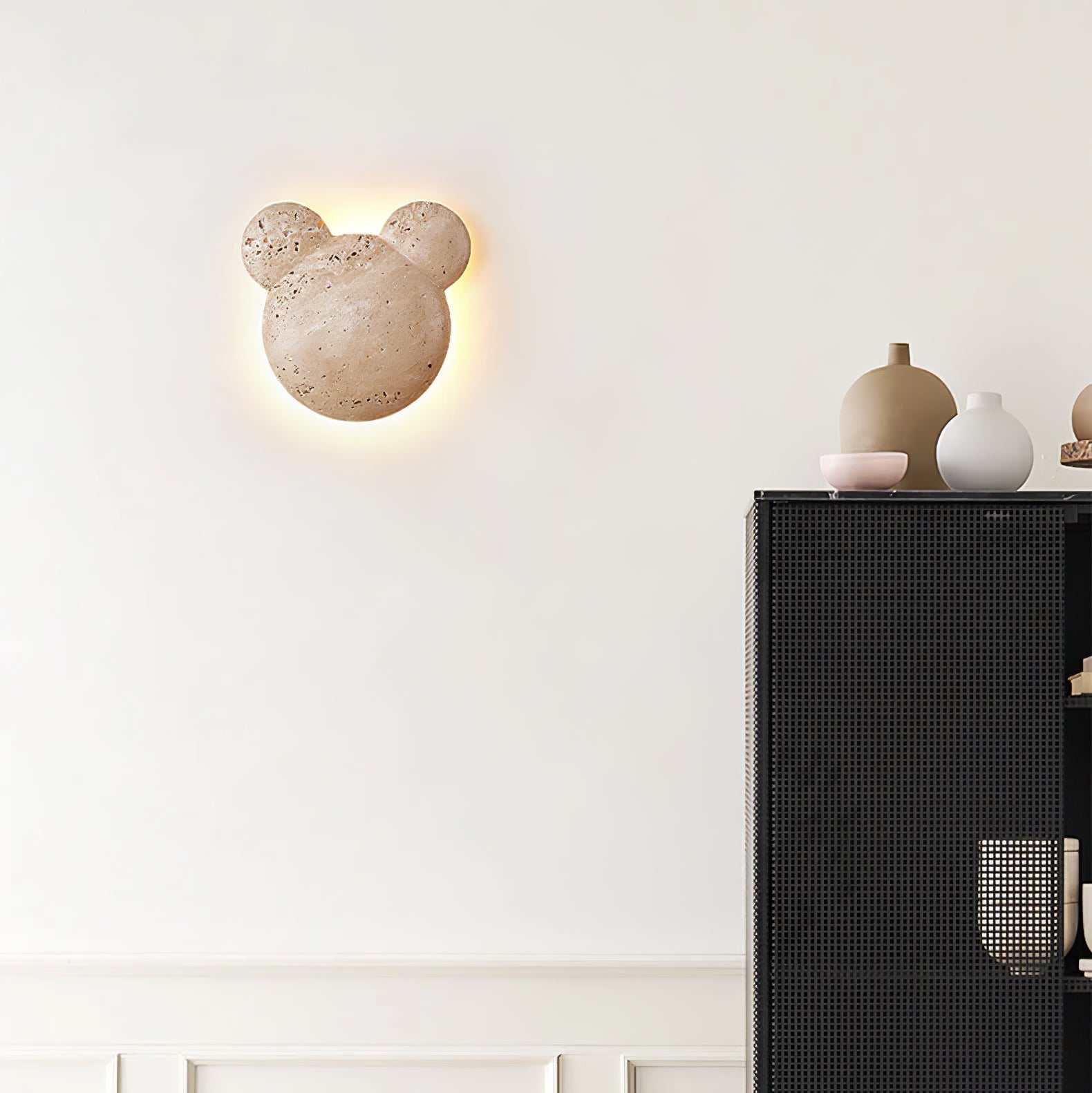 Tavi Yellow Travertine Bearstone Wall Lamp-Neutral Decor