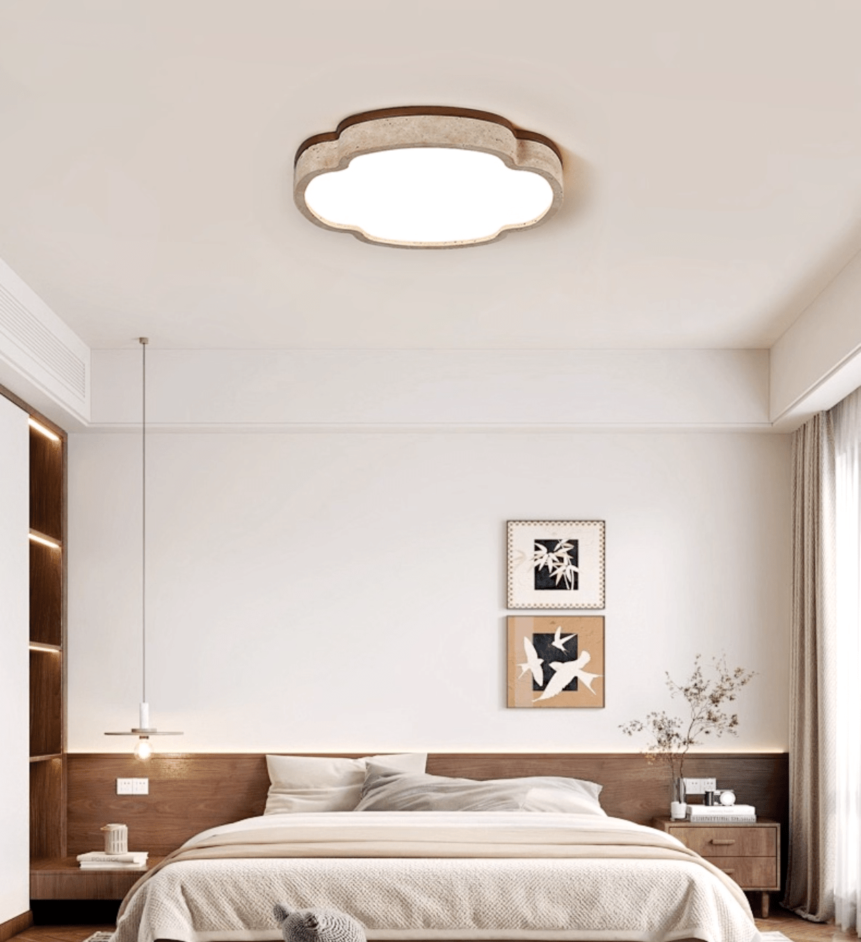 Vito Marshmallow Four-Petal Cloudform Yellow Travertine Ceiling Lamp-Neutral Decor