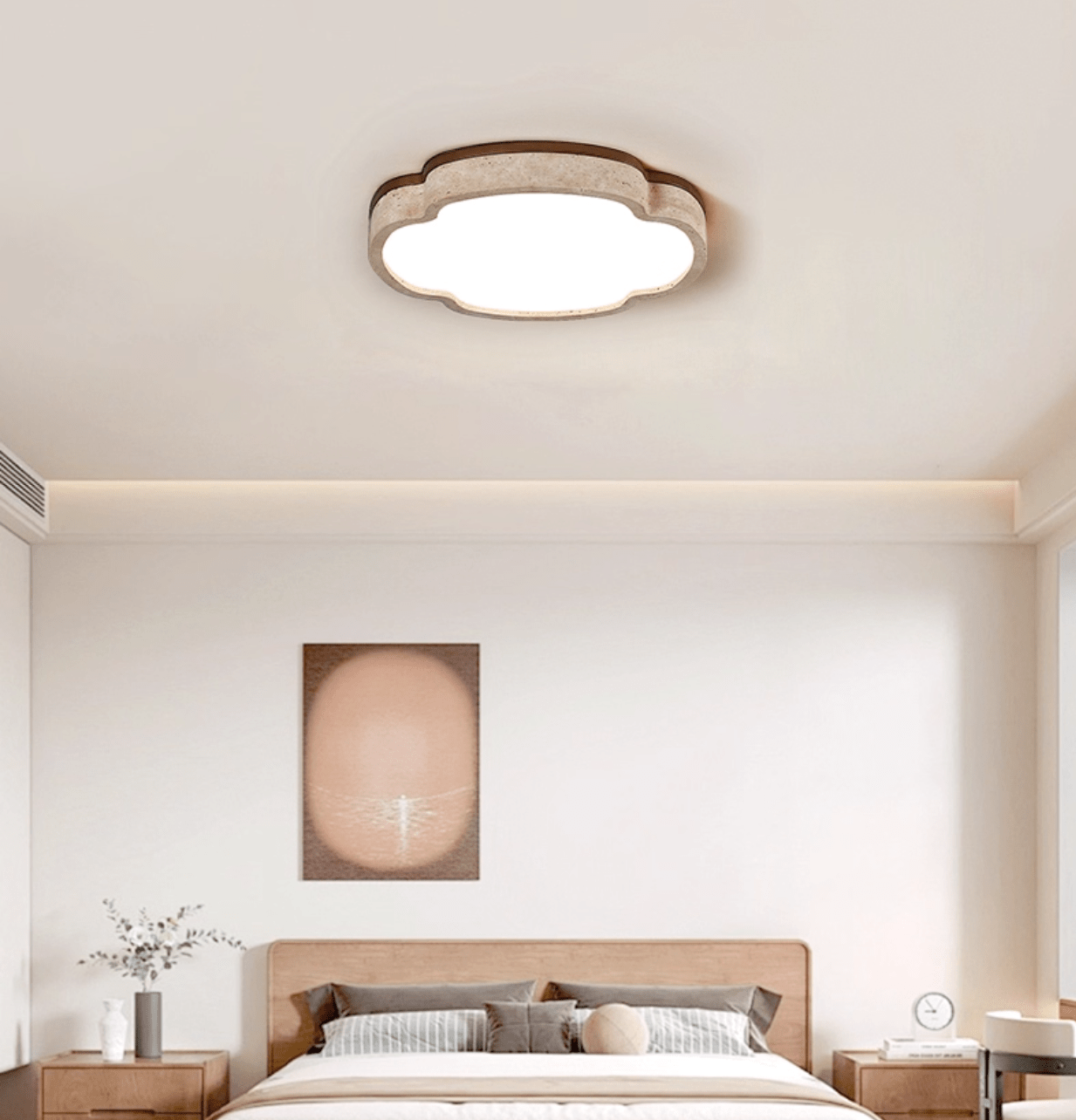 Vito Marshmallow Four-Petal Cloudform Yellow Travertine Ceiling Lamp-Neutral Decor