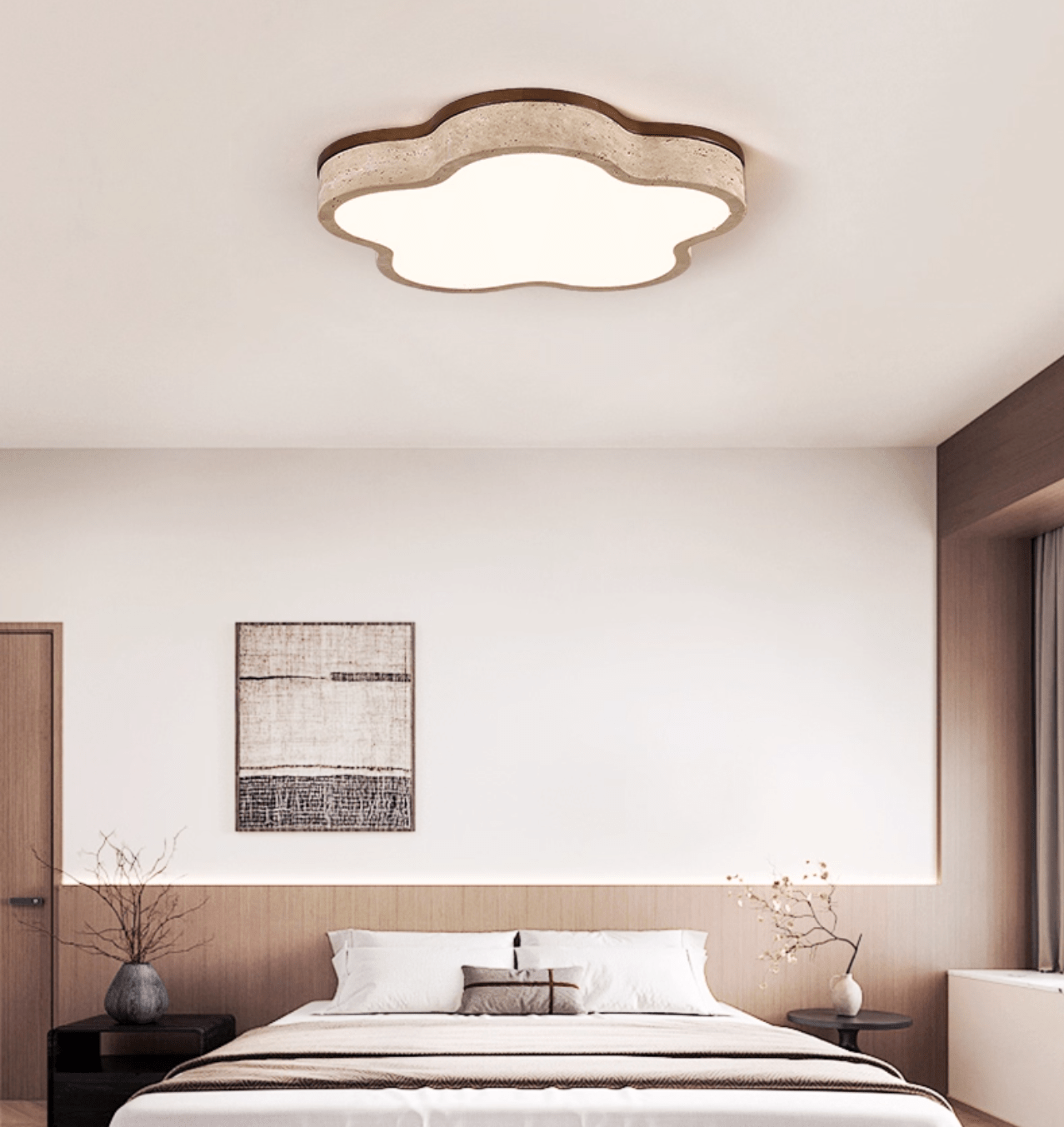 Yuki Marshmallow Five-Petal Cloudline Yellow Travertine Ceiling Lamp-Neutral Decor