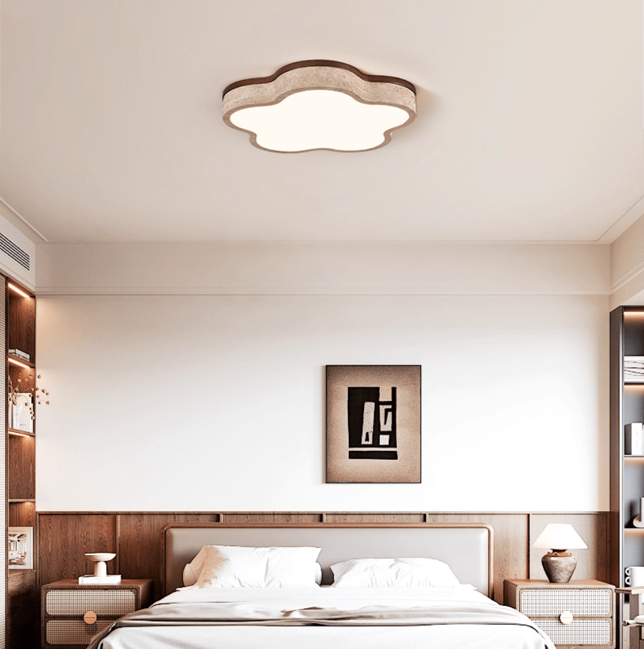 Yuki Marshmallow Five-Petal Cloudline Yellow Travertine Ceiling Lamp-Neutral Decor