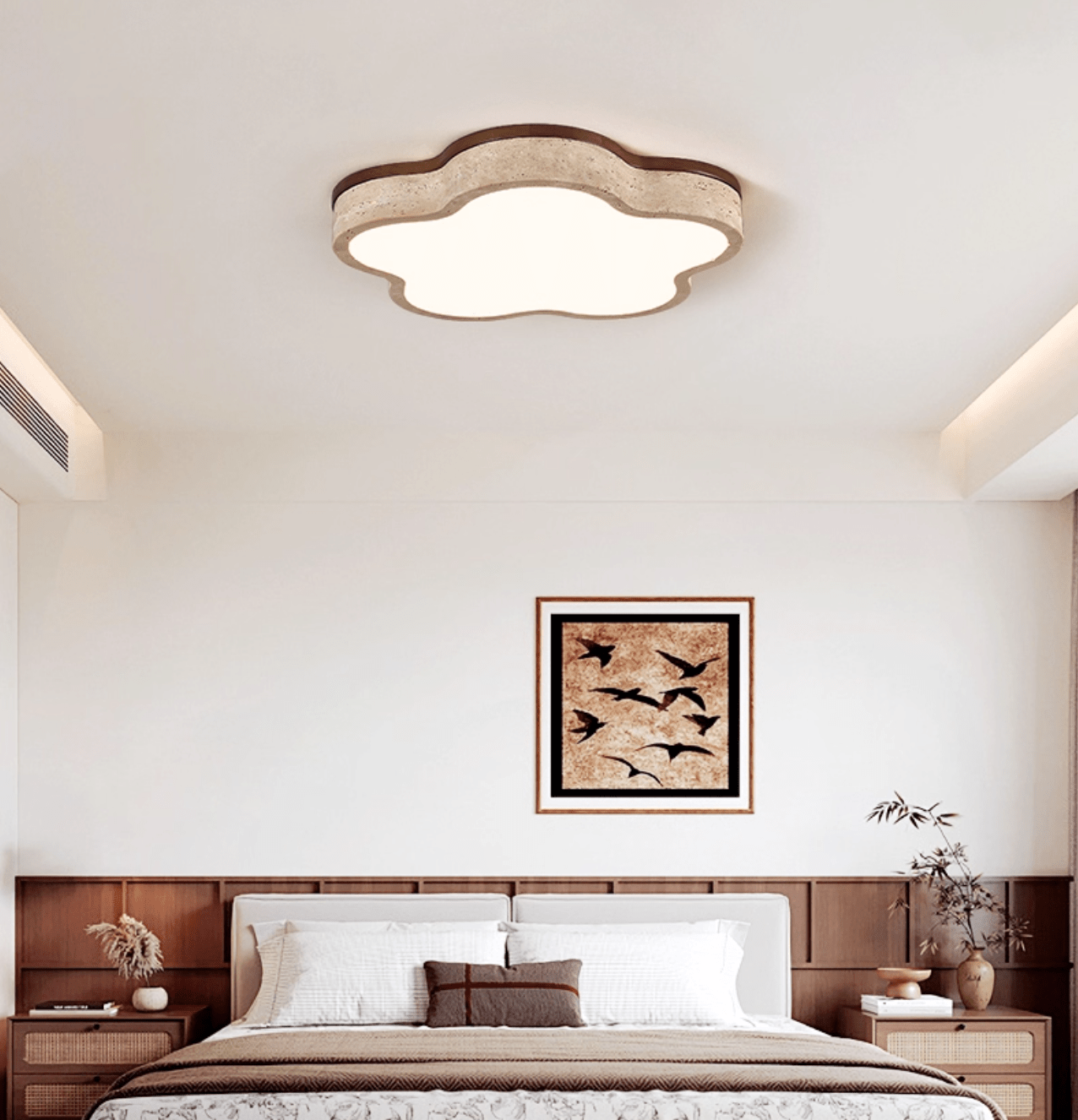 Yuki Marshmallow Five-Petal Cloudline Yellow Travertine Ceiling Lamp-Neutral Decor