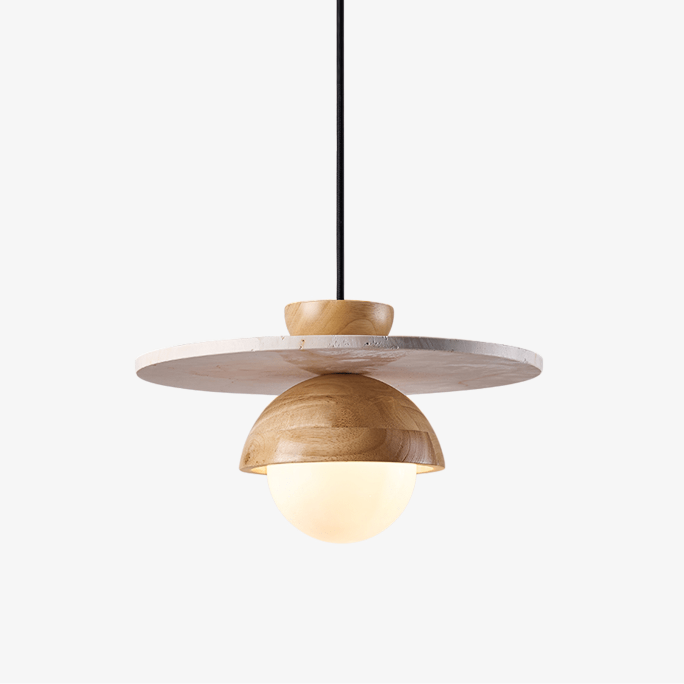Qalr Yellow Travertine Wood Pendant Lamp-Neutral Decor