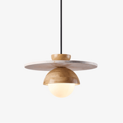 Qalr Yellow Travertine Wood Pendant Lamp-Neutral Decor