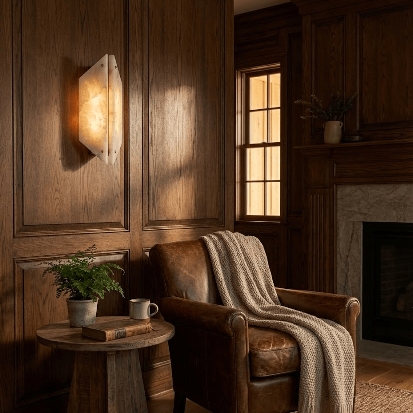 Zynx Modern White Alabaste Crest Wall Lamp-Neutral Decor