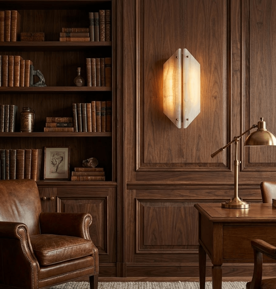 Zynx Modern White Alabaste Crest Wall Lamp-Neutral Decor
