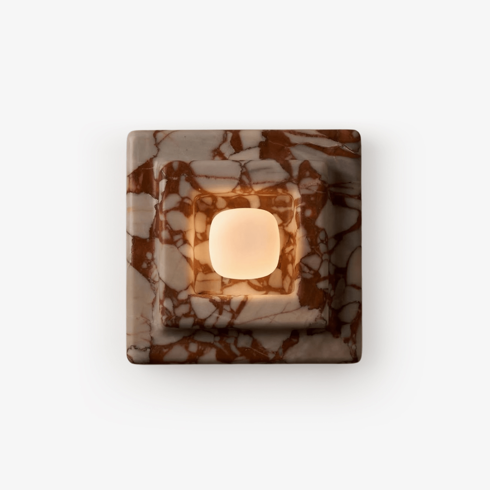 Ziv Hearthwood Square Layered Marble Wall Lamp-Neutral Decor
