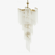 Daxv Ornate Spiral Cascade Glass Chandelier-Neutral Decor