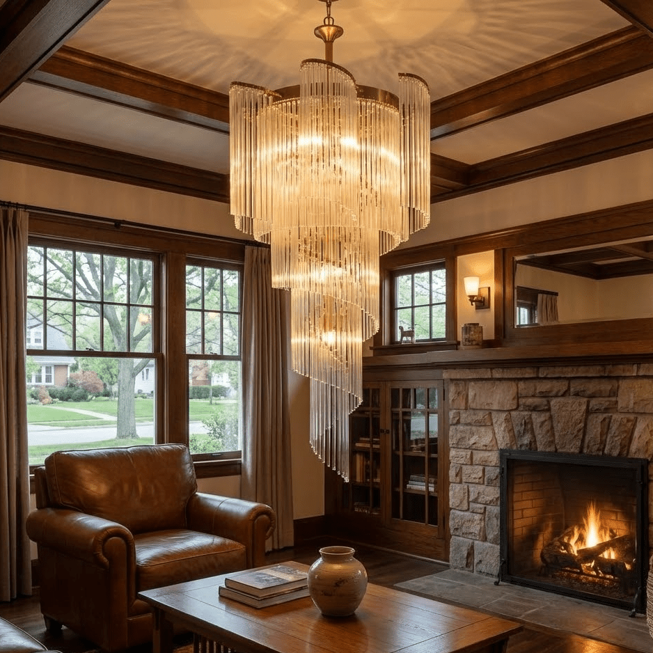 Daxv Ornate Spiral Cascade Glass Chandelier-Neutral Decor
