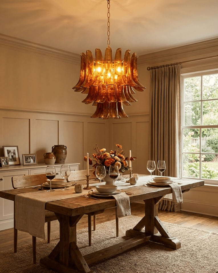 Grav Artistic Murano Glass Chandelier-Neutral Decor