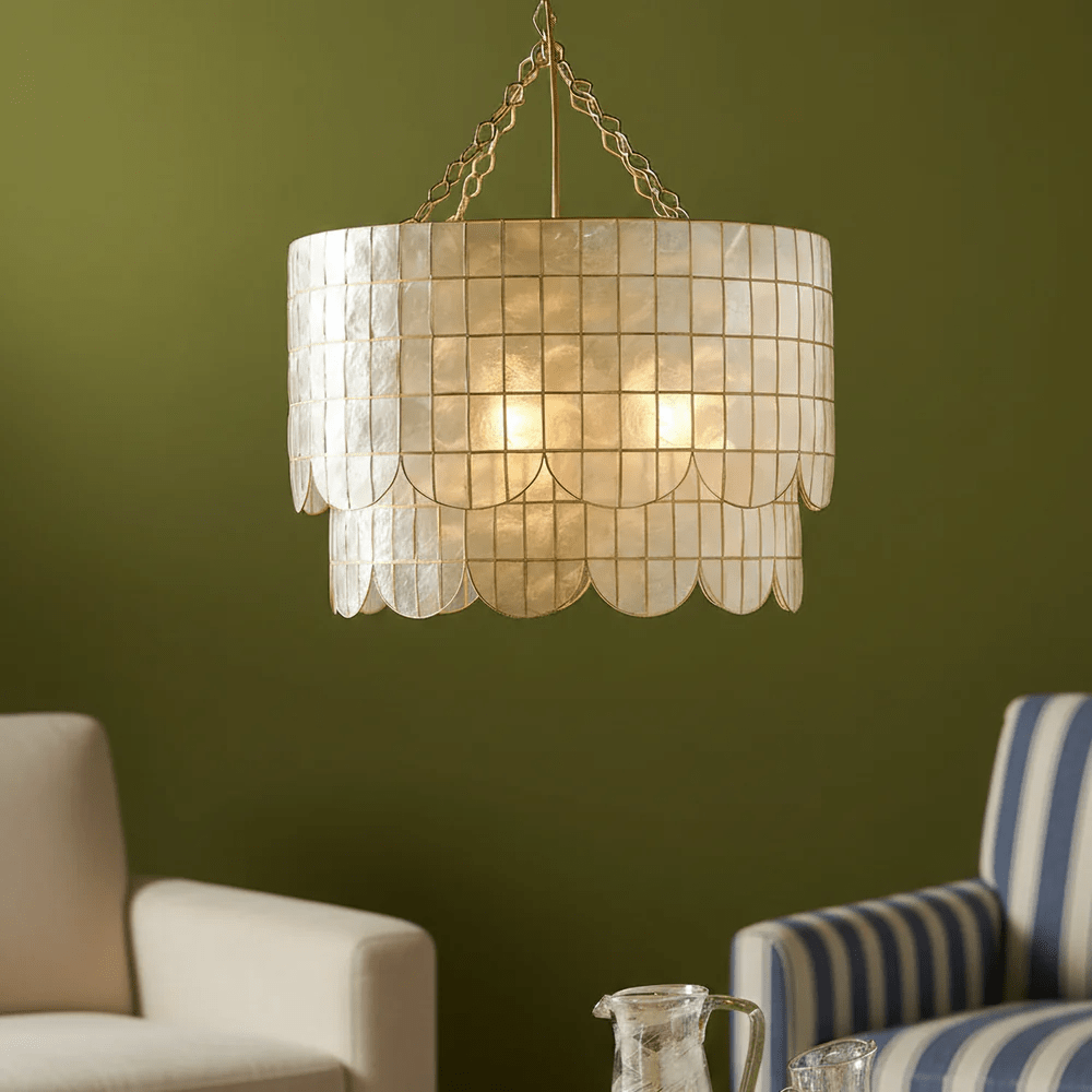 Flyn Gold Shell Metal Wavecrest Chandelier-Neutral Decor
