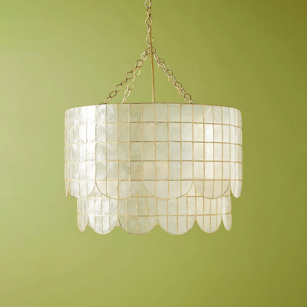 Flyn Gold Shell Metal Wavecrest Chandelier-Neutral Decor