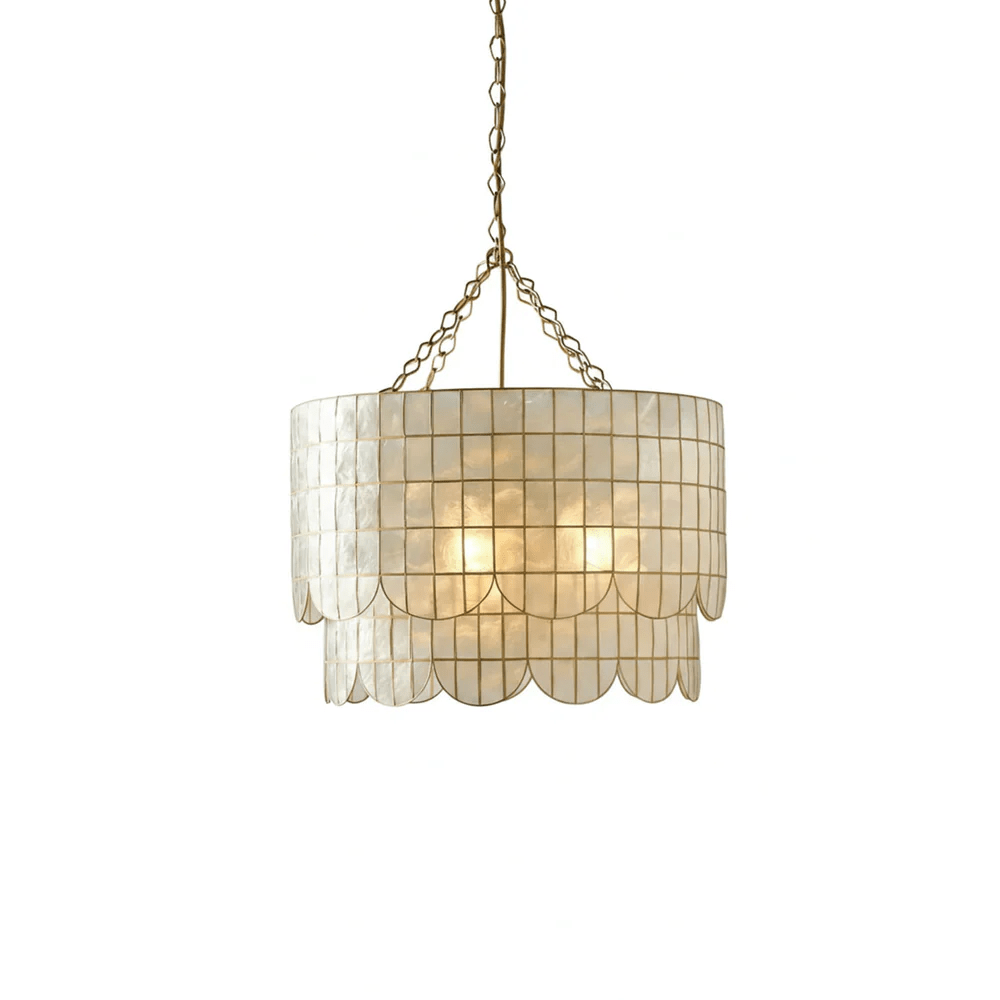 Flyn Gold Shell Metal Wavecrest Chandelier-Neutral Decor