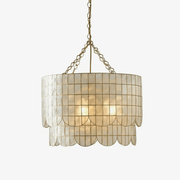 Flyn Gold Shell Metal Wavecrest Chandelier-Neutral Decor