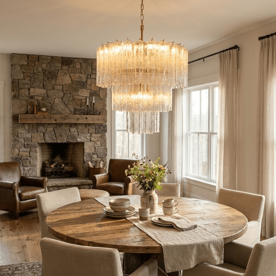 Wexn Glacier Tier Glass Chandelier-Neutral Decor