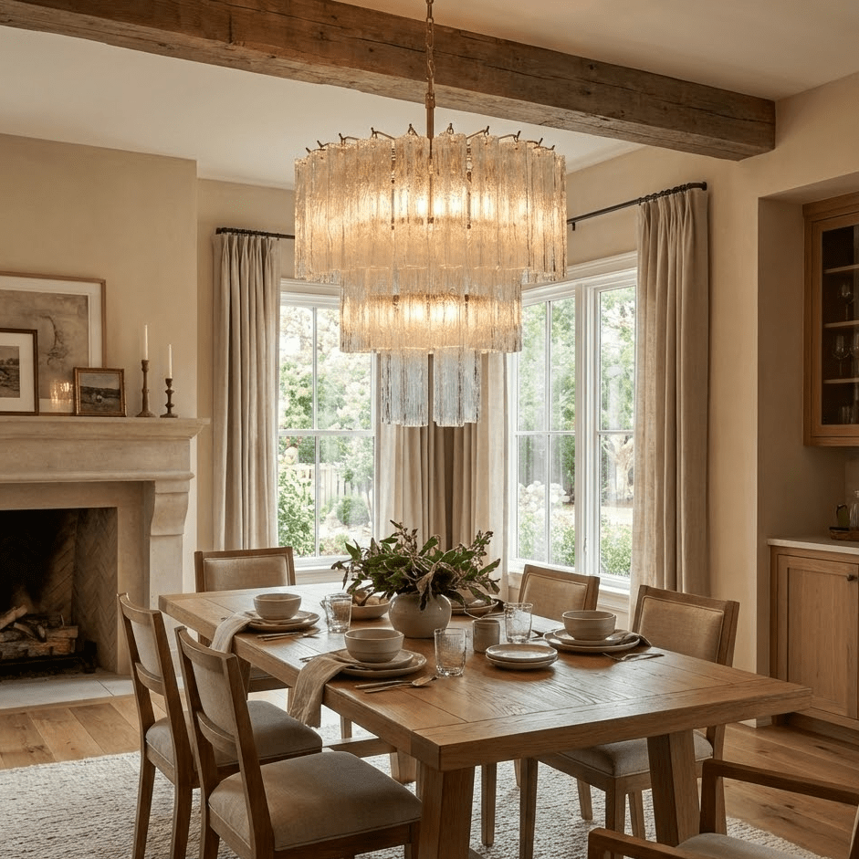 Wexn Glacier Tier Glass Chandelier-Neutral Decor