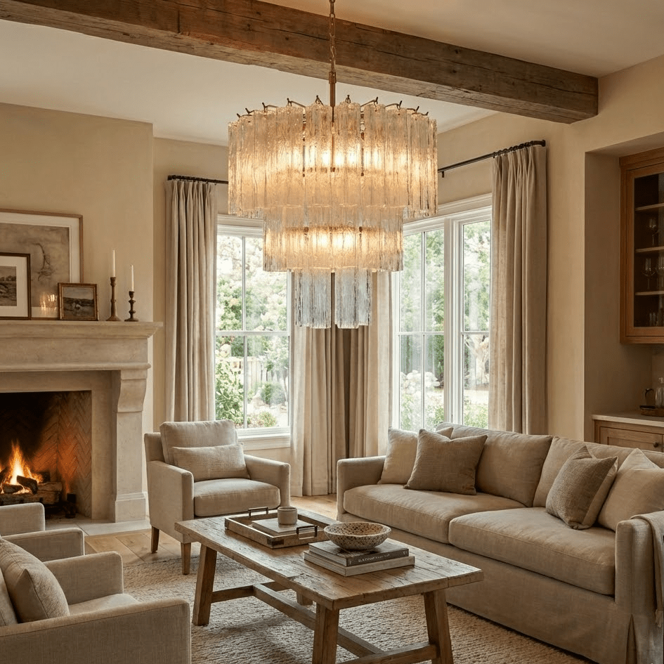 Wexn Glacier Tier Glass Chandelier-Neutral Decor