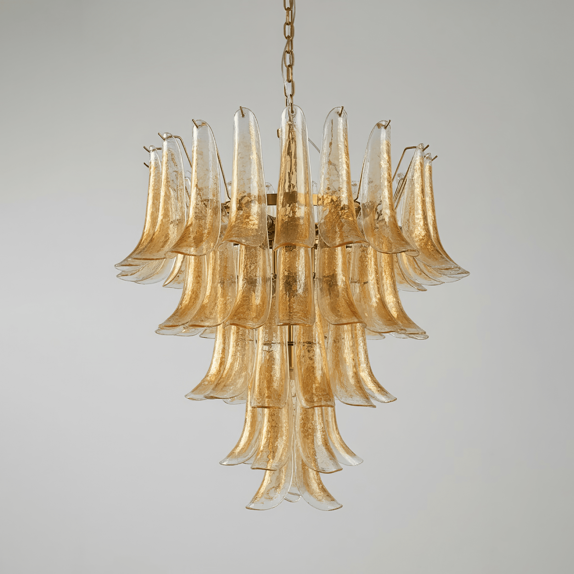 Amber Glass Petals Chandelier-Neutral Decor