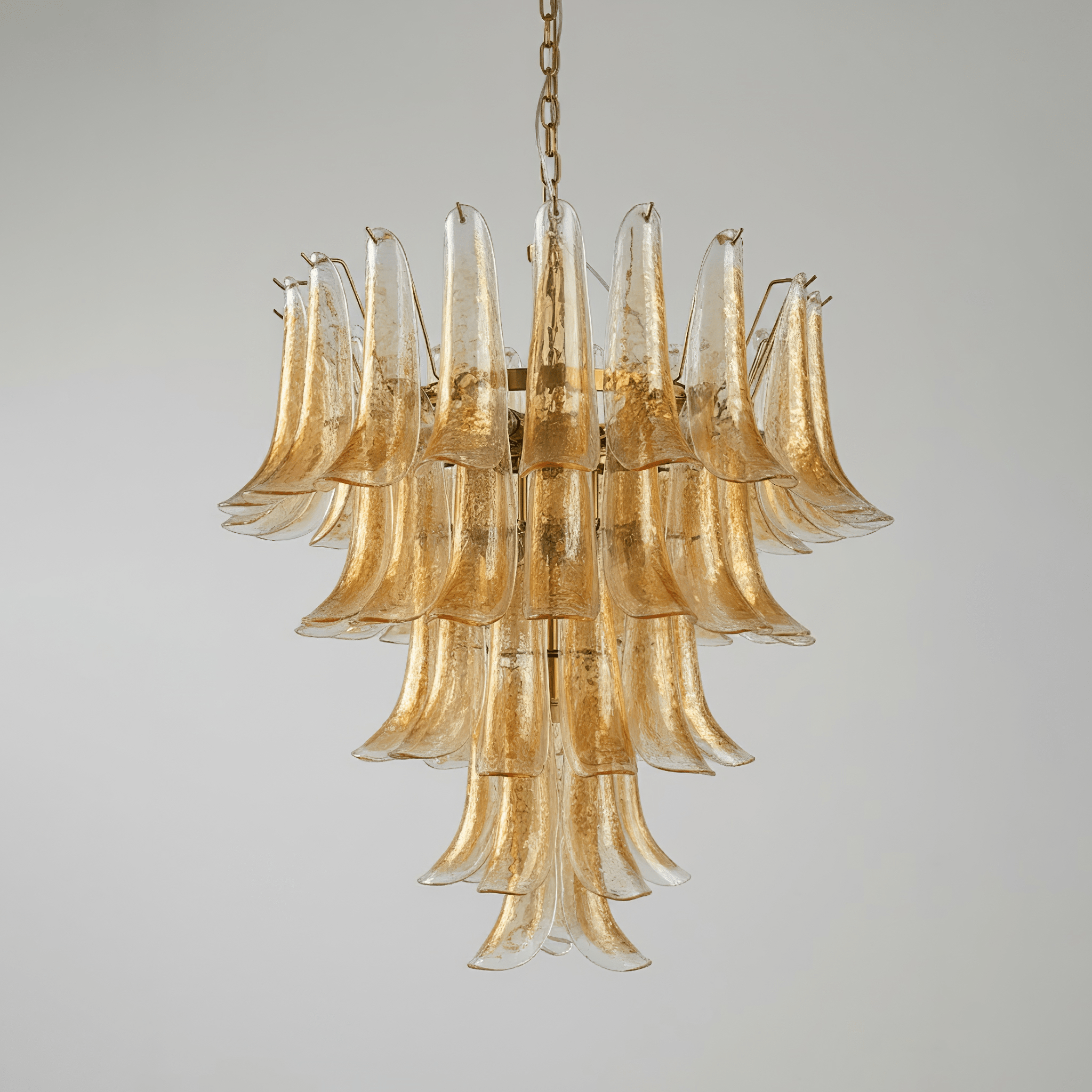 Amber Glass Petals Chandelier-Neutral Decor