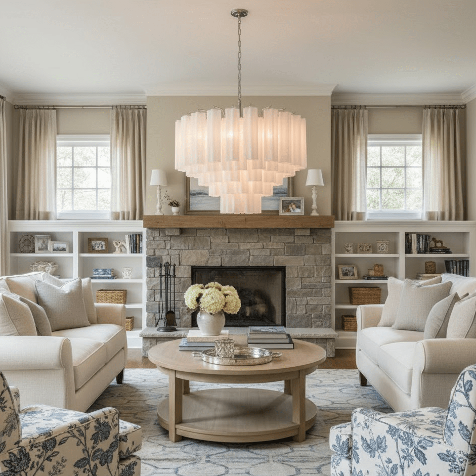 Bexy Glass Cascade Chandelier-Neutral Decor