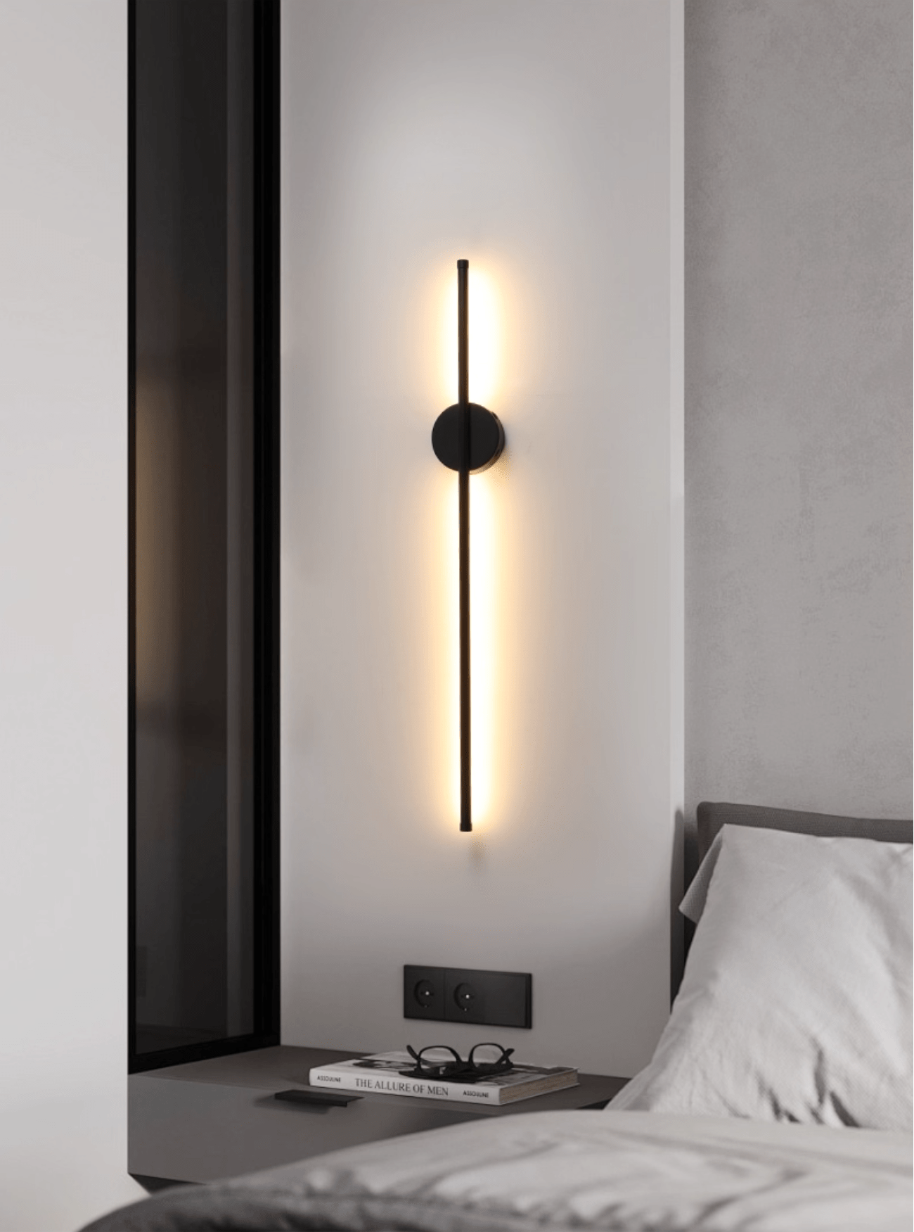 Fral Black Sleek Cordless Rechargeable Wall Lamp-Neutral Decor
