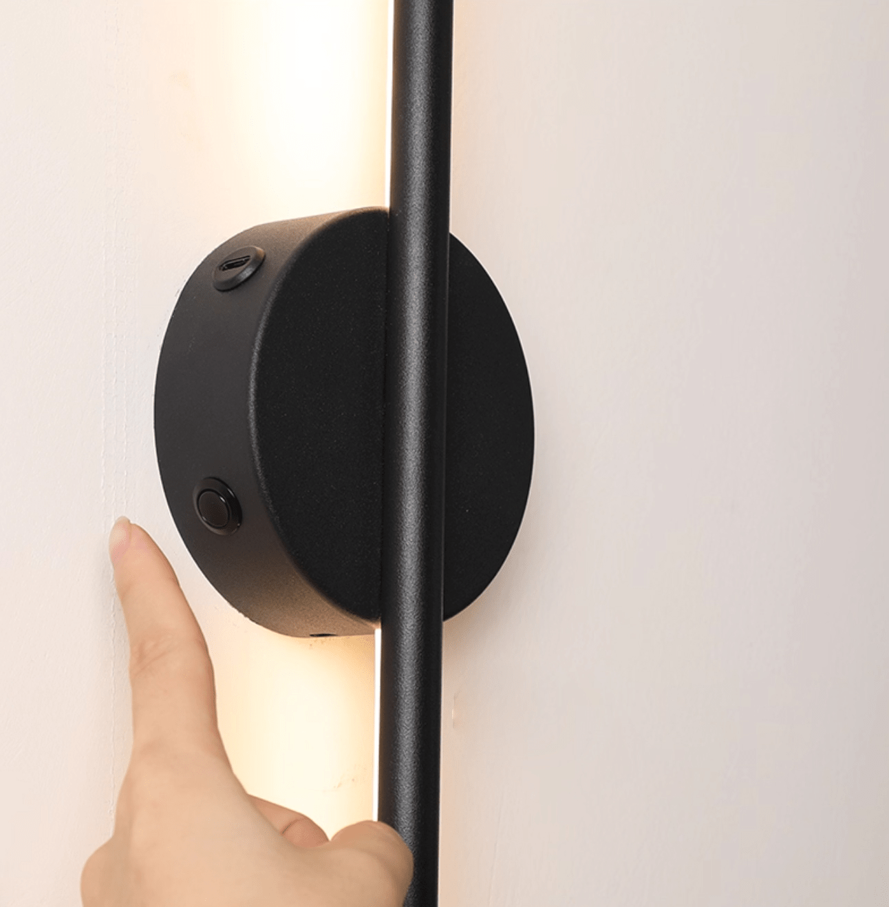 Fral Black Sleek Cordless Rechargeable Wall Lamp-Neutral Decor