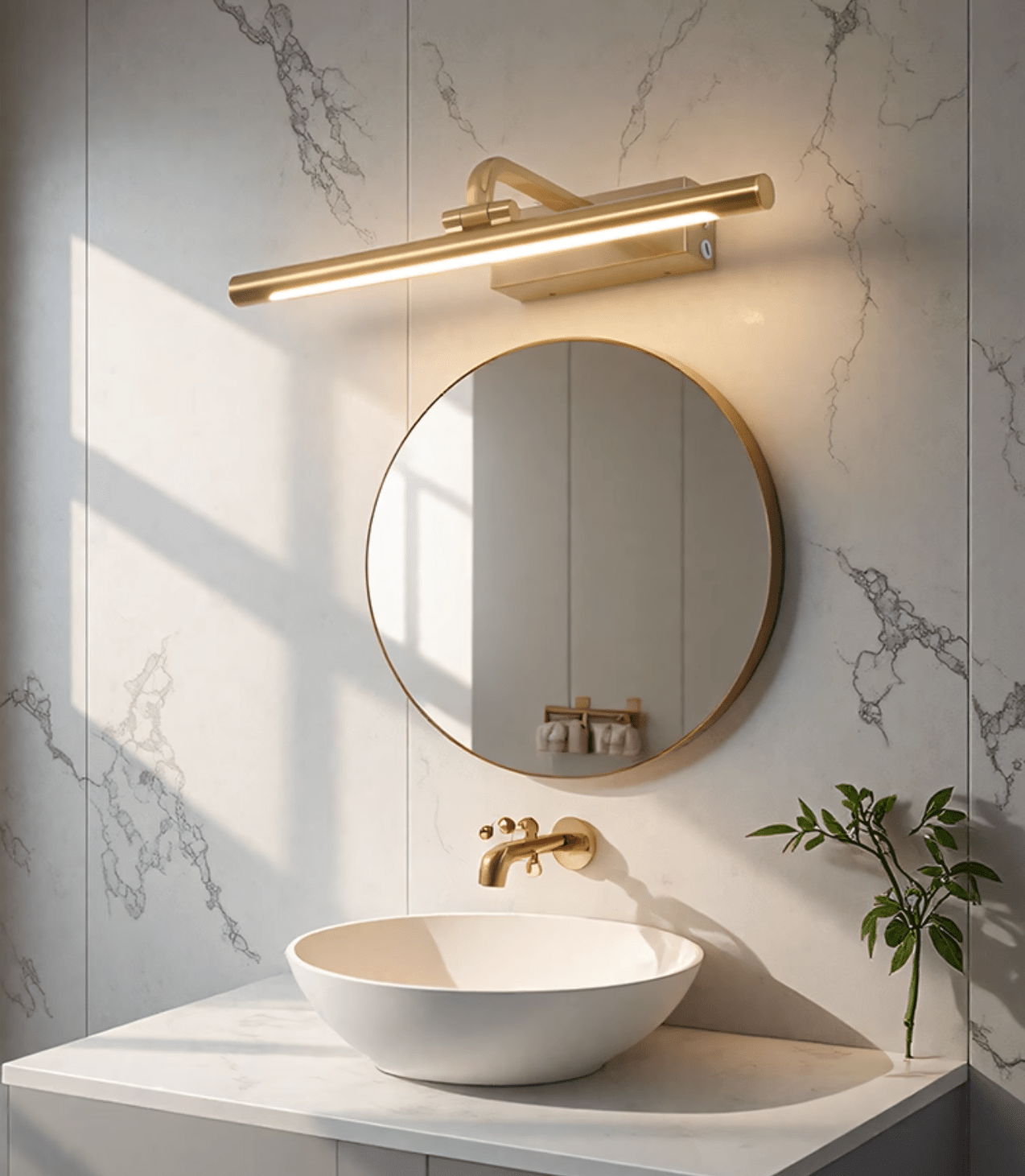 Geth Gold Frame Rechargeable Wall Light-Neutral Decor