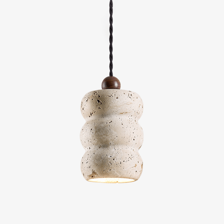 Bors Dune Pebble Yellow Travertine Pendant Light-Neutral Decor