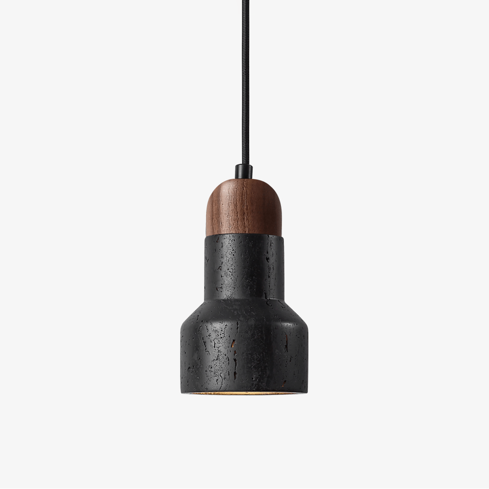 Foundry Modern Black Travertine Pendant Light-Neutral Decor