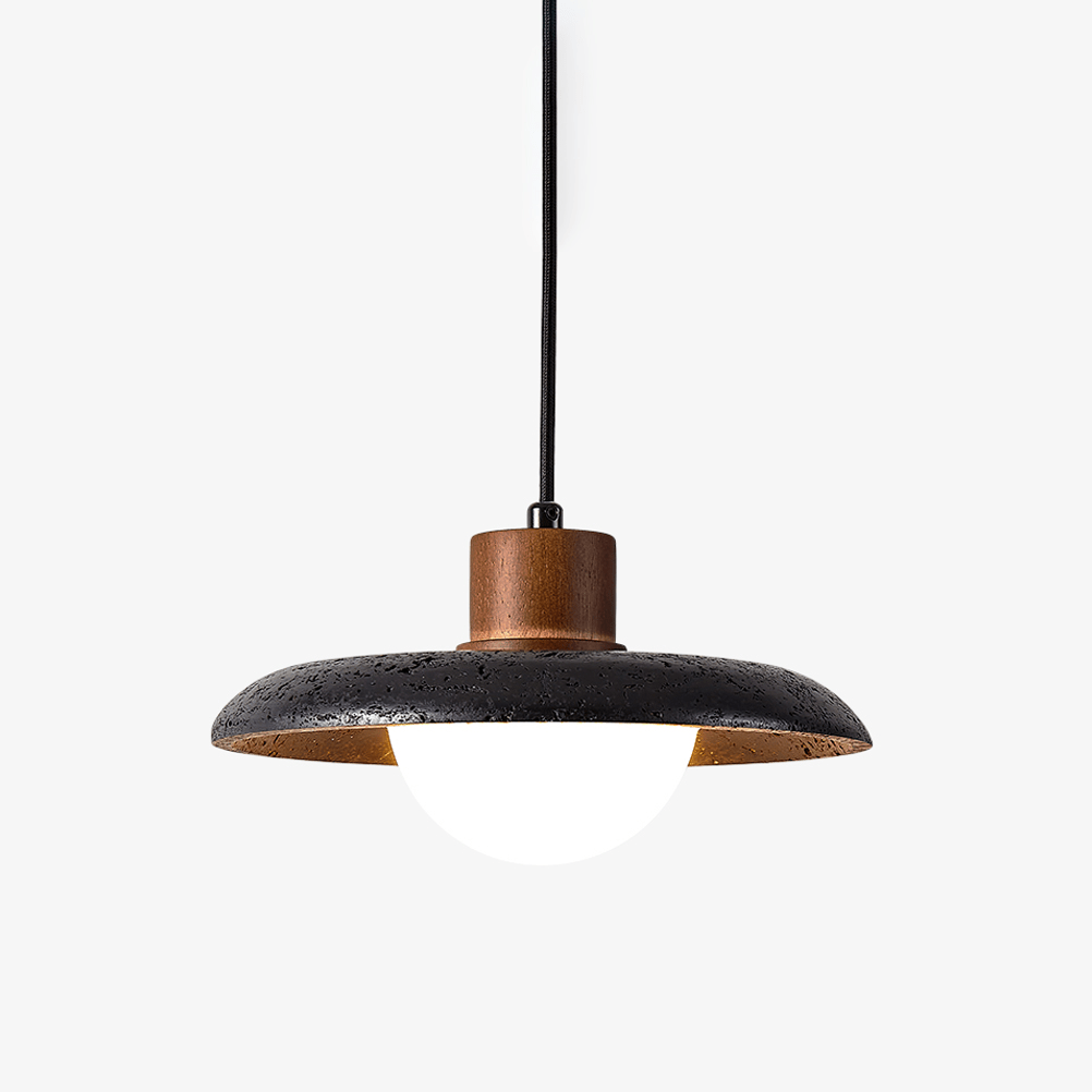 Zenk Black Travertine Dome Pendant Lamp-Neutral Decor