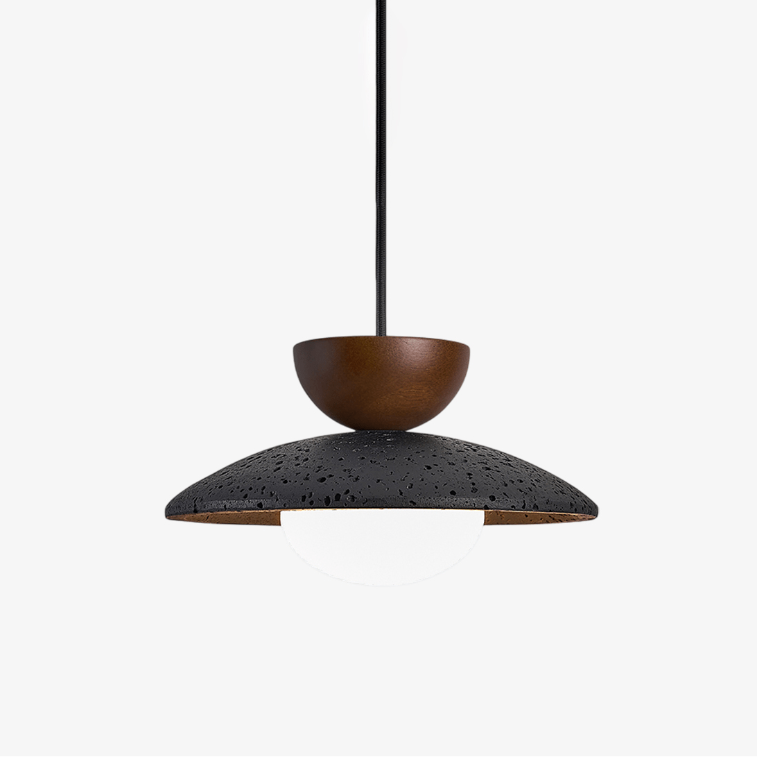 Ignis Dome Black Travertine Pendant Light-Neutral Decor
