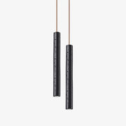 Fosb Slim Black Travertine Tube Pendant Light-Neutral Decor