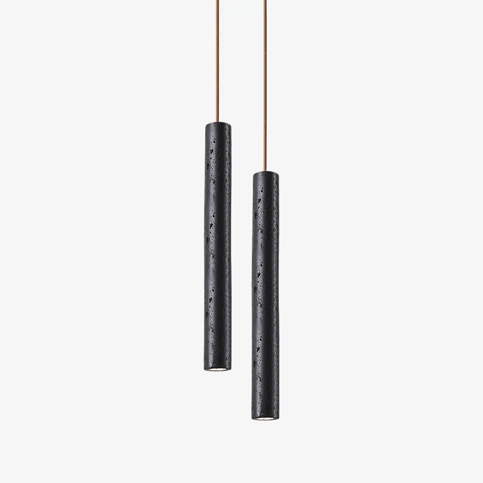 Fosb Slim Black Travertine Tube Pendant Light-Neutral Decor