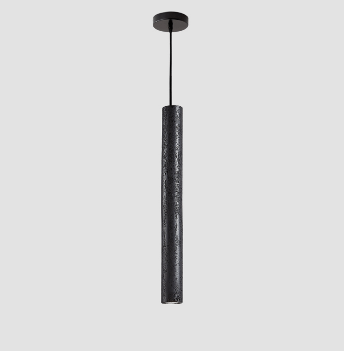 Fosb Slim Black Travertine Tube Pendant Light-Neutral Decor