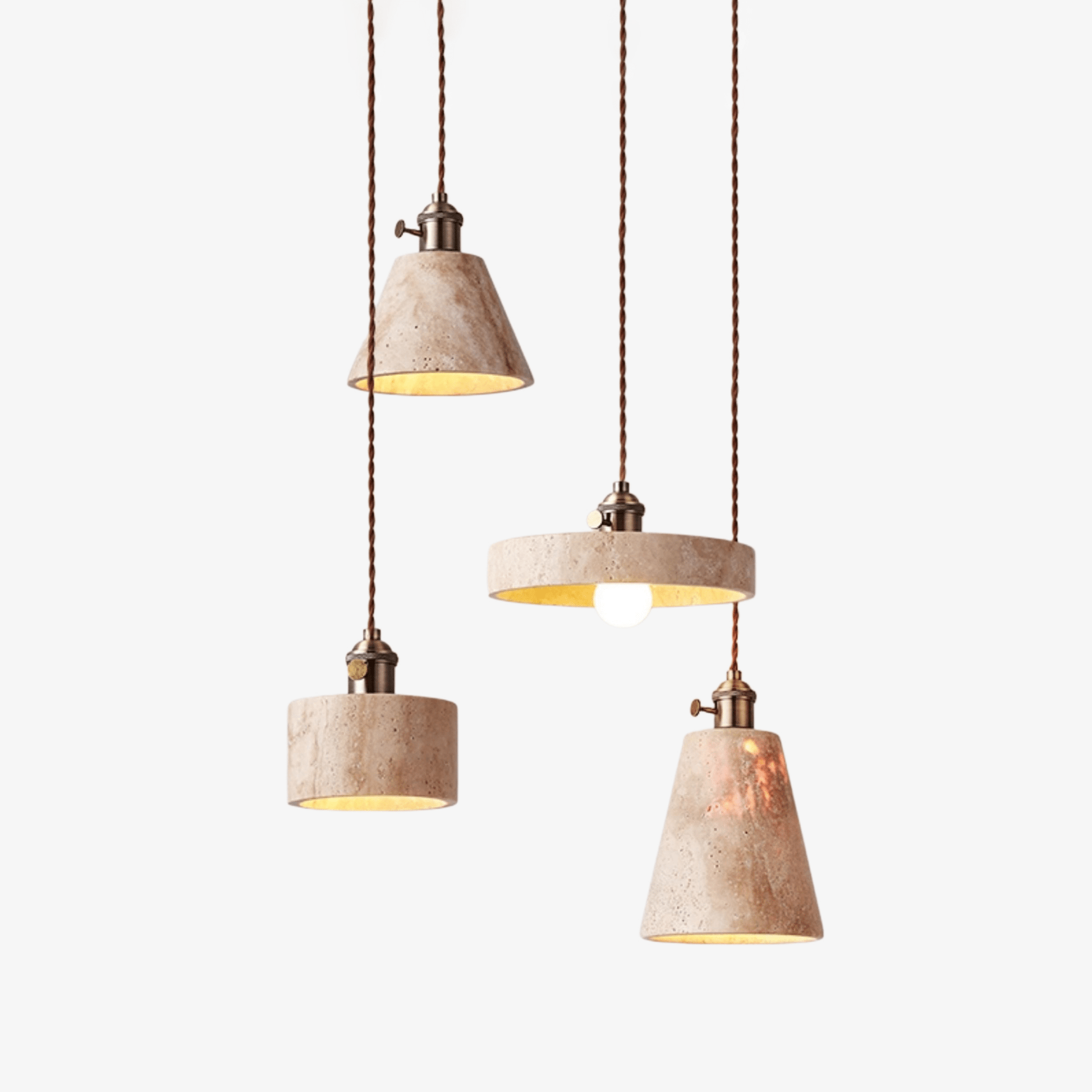 Ralv Minimalist Yellow Travertine Pendant Light Set-Neutral Decor