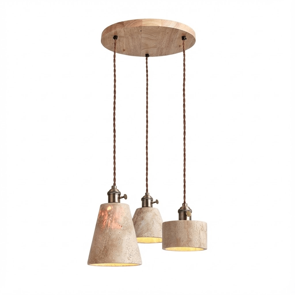 Ralv Minimalist Yellow Travertine Pendant Light Set-Neutral Decor