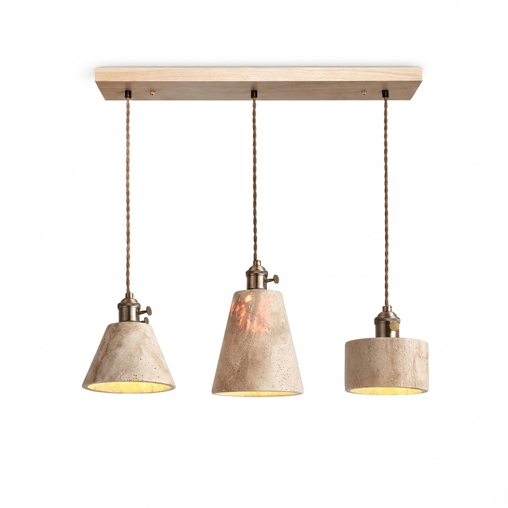 Ralv Minimalist Yellow Travertine Pendant Light Set-Neutral Decor