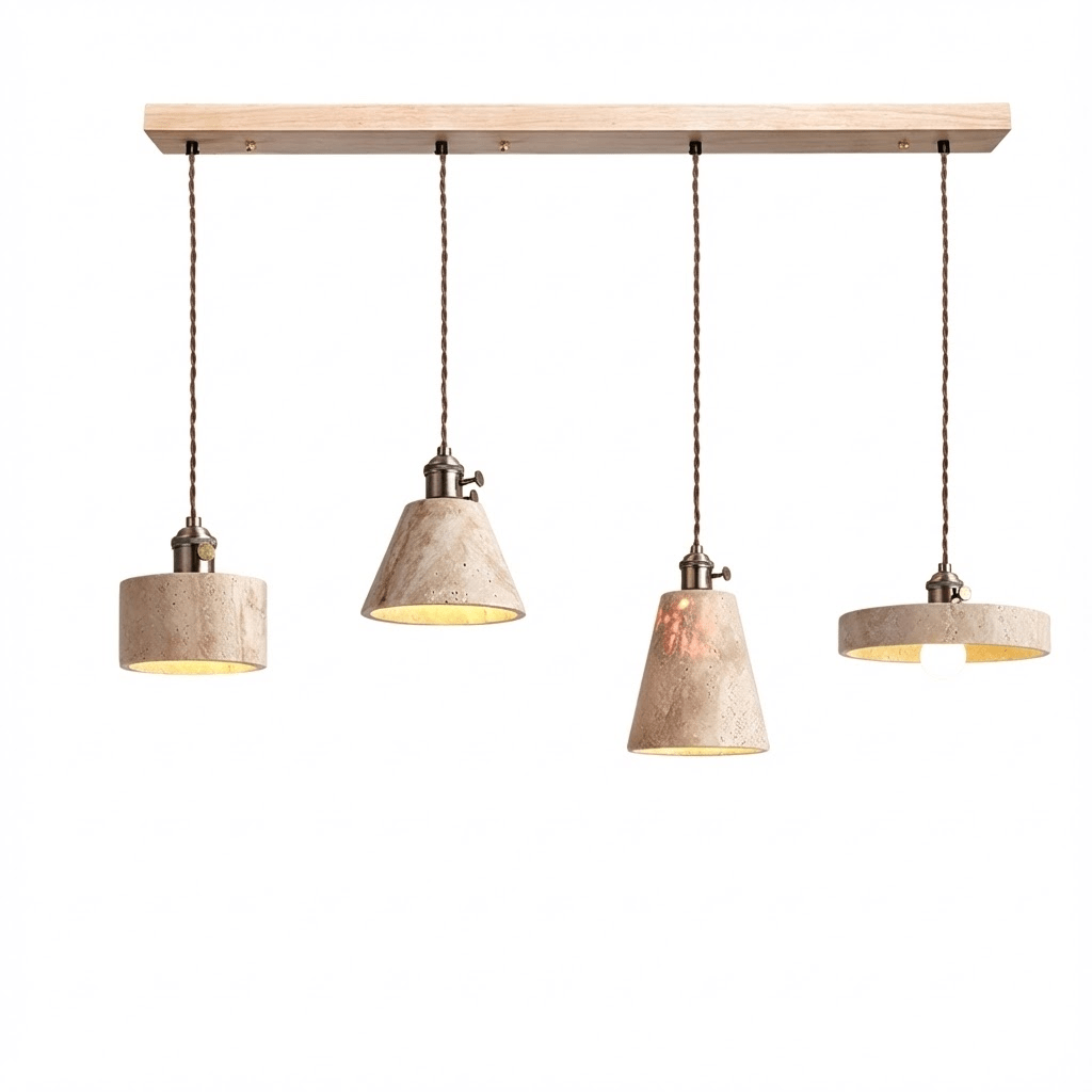 Ralv Minimalist Yellow Travertine Pendant Light Set-Neutral Decor