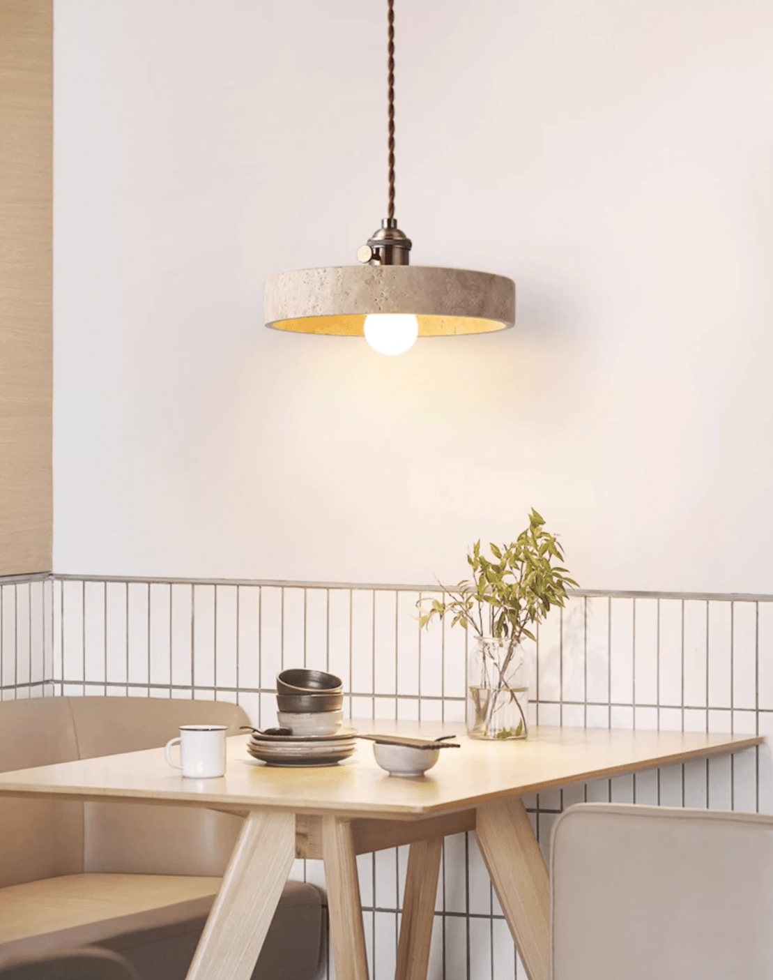 Ralv Minimalist Yellow Travertine Pendant Light Set-Neutral Decor