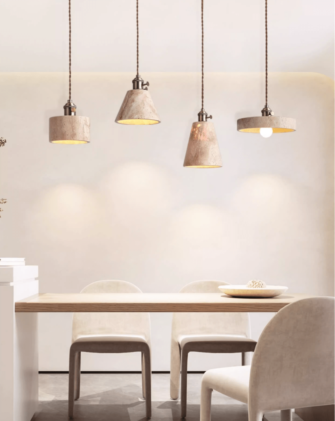Ralv Minimalist Yellow Travertine Pendant Light Set-Neutral Decor