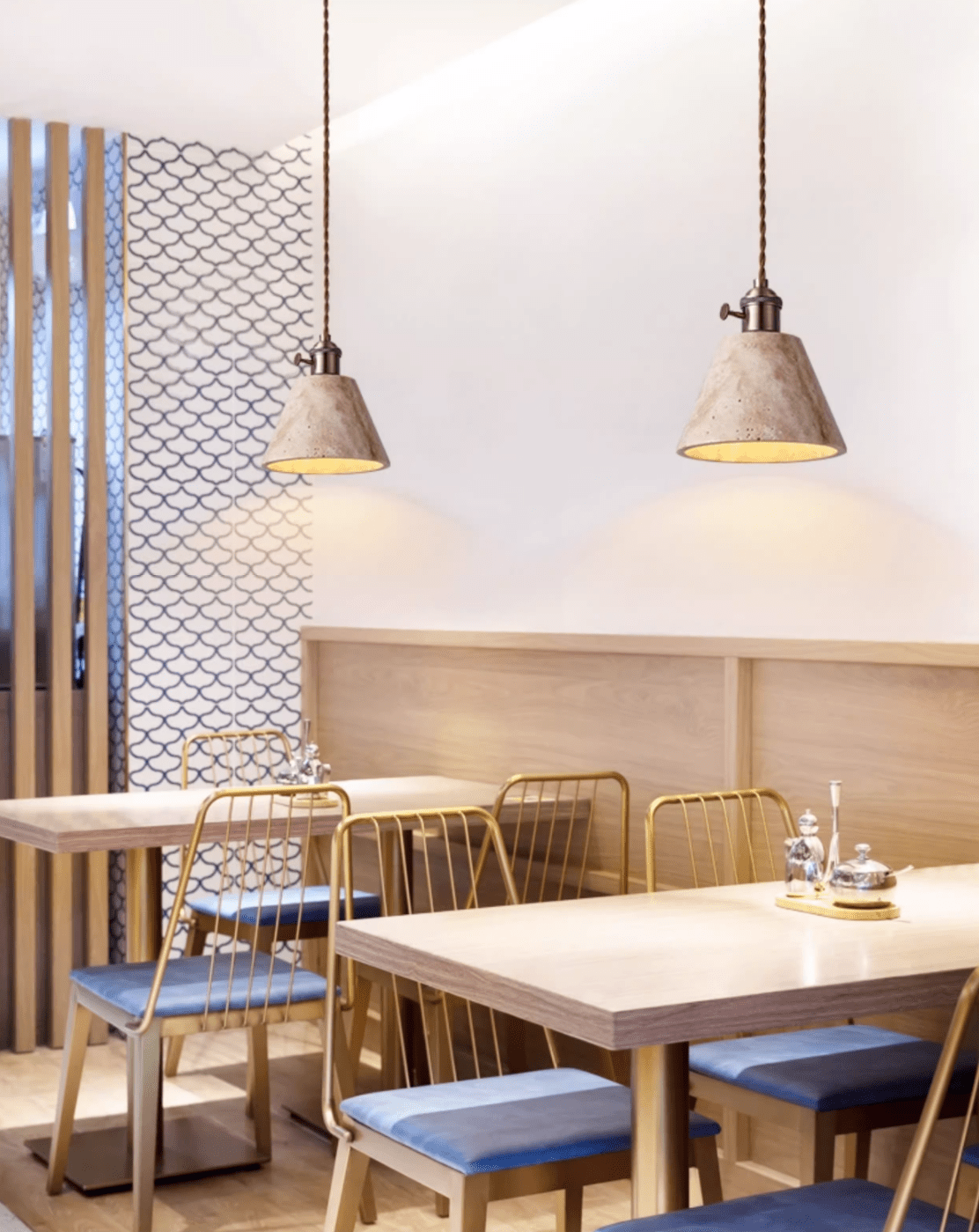 Ralv Minimalist Yellow Travertine Pendant Light Set-Neutral Decor